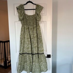 Olivia James Olive Floral Midi Dress